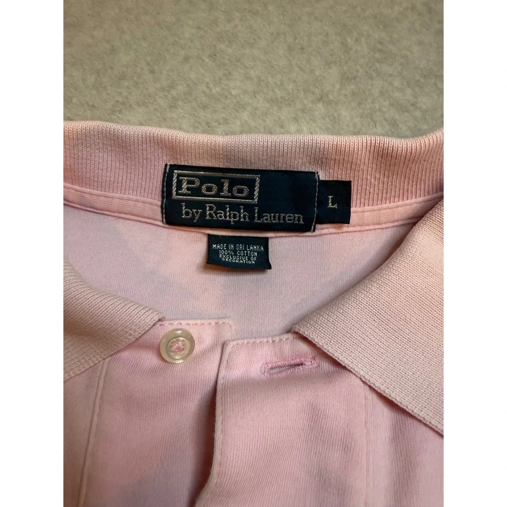 Polo Ralph Lauren Mens Pink Short Sleeve Cotton Pique Polo Shirt Blue Pony